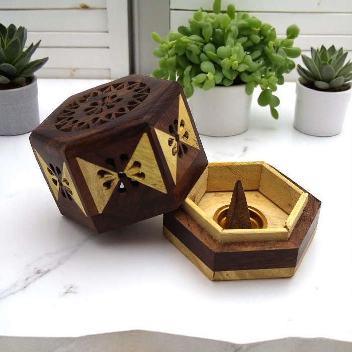 Porte-encens en bois pour encens (deux tons)