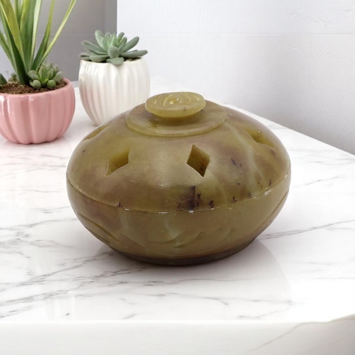 Soapstone  incense burner Diamond pattern